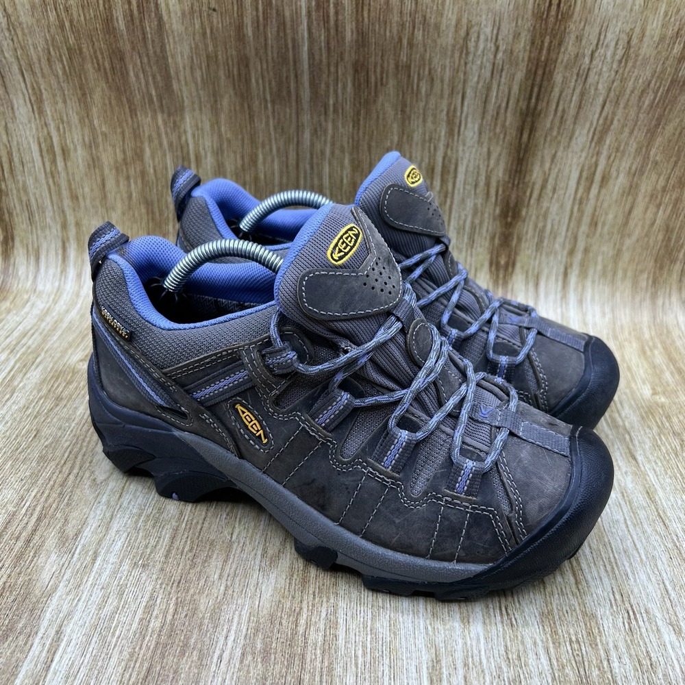 Keen Women's Gray Hiking Shoes with Yellow Logo